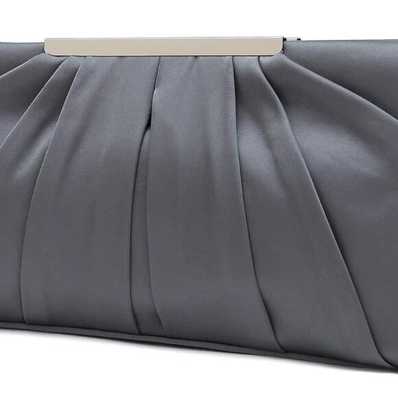 CHARMING TAILOR Clutch Evening Bag Elegant Pleated Satin Formal Handbag - Picture 1 of 7